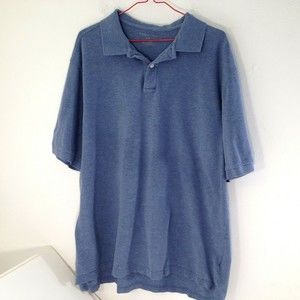Vintage Basic Editions Men's Short Sleeve Polo Blue Soft Cotton Size Large